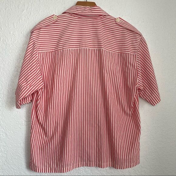 Vintage Button Down Striped Orange/Creme Top Sz 6 - Picture 9 of 11